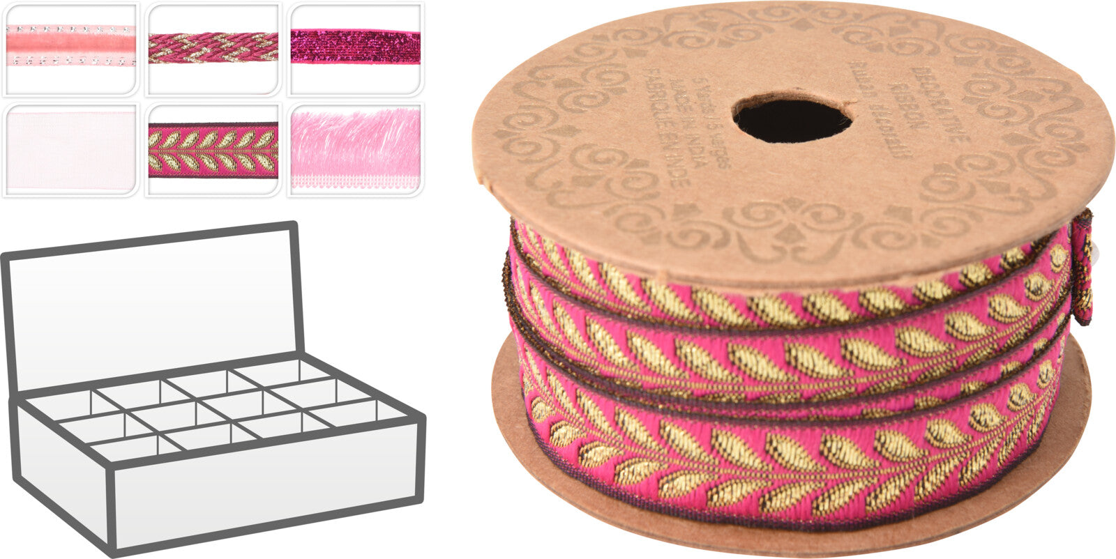 Kerst Lint - Set van 3 stuks - Kerstlint - Cadeauversiering - 3,5x300cm - Roze