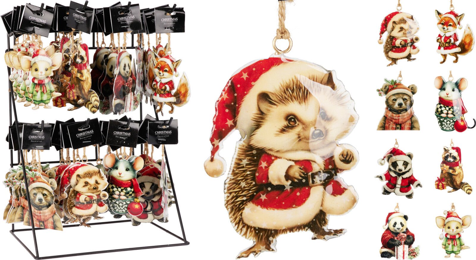 Noël - Casse-noix en bois - Lot de 4 - Décoration sapin de Noël - Cintres - H8cm