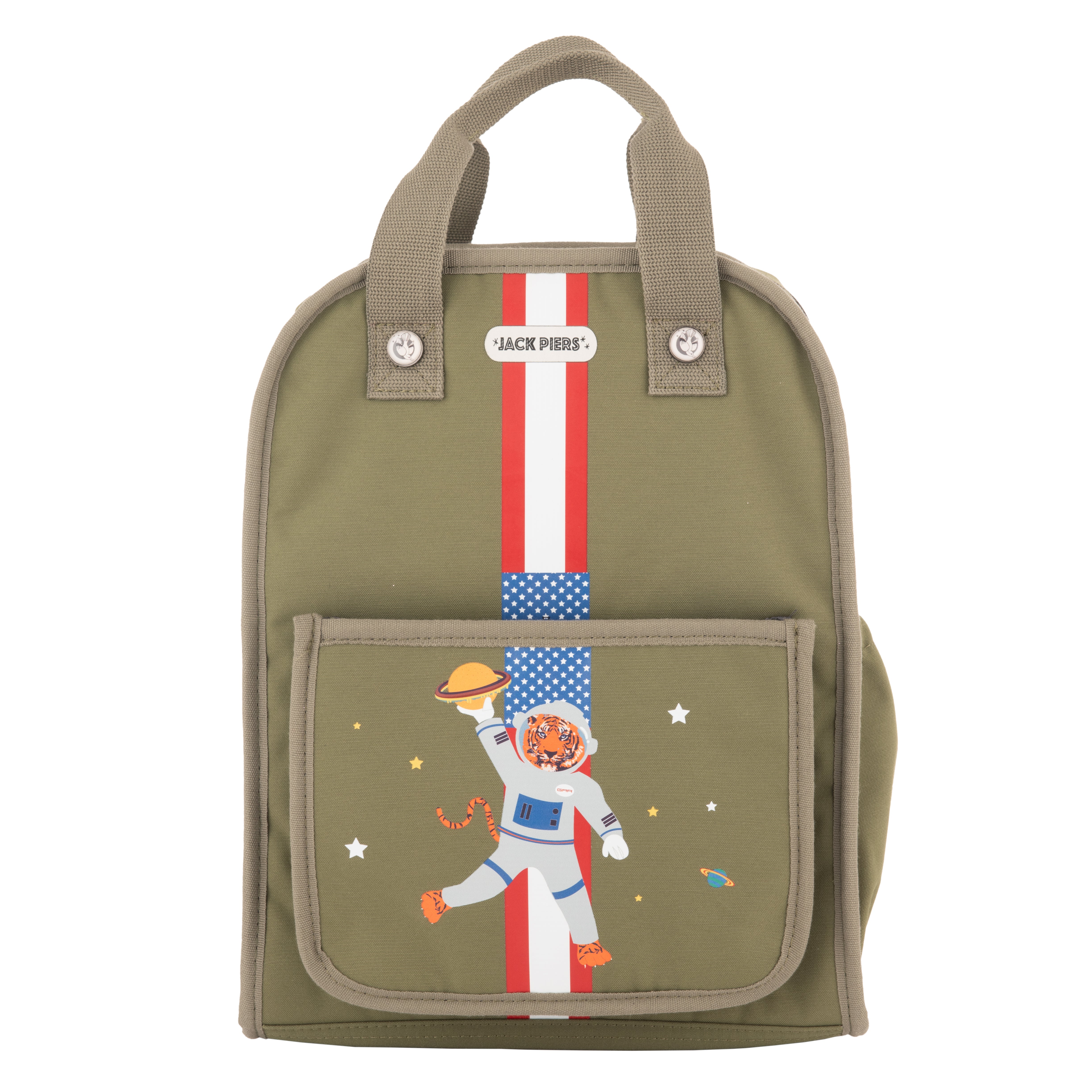 Jack Piers Rugzak/Schoolbag Amsterdam Medium Burger Planet - 36x13x29cm - Groen