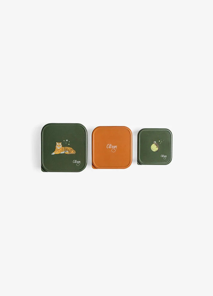 Citron Stapelbare Roestvrije Lunchbox/Snackbox - 12x12x7cm - Tiger