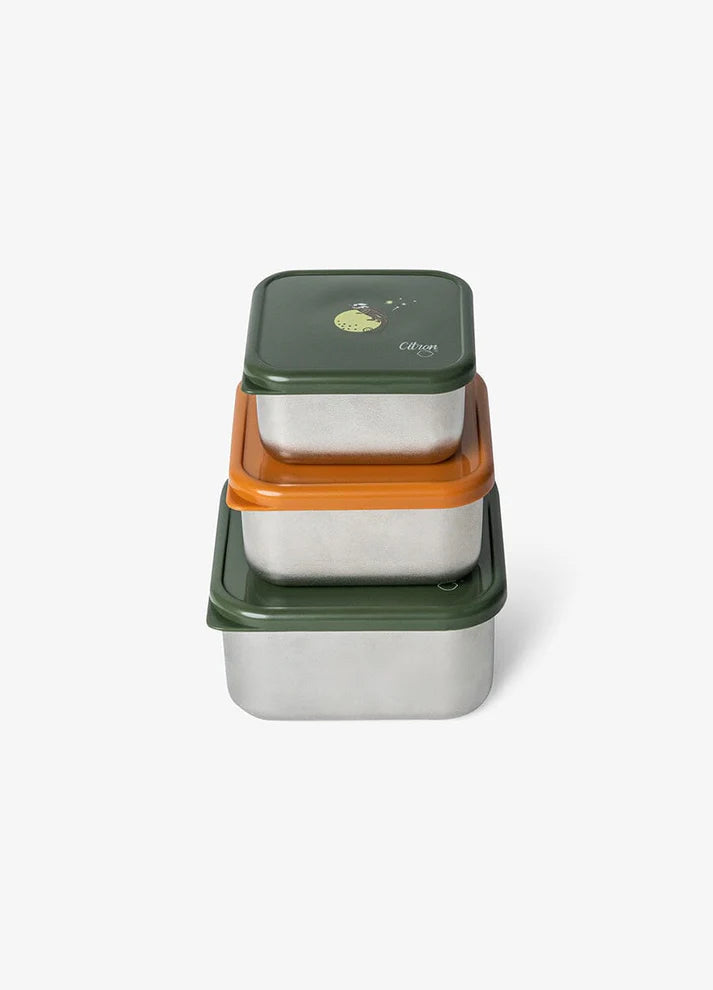 Citron Stapelbare Roestvrije Lunchbox/Snackbox - 12x12x7cm - Tiger