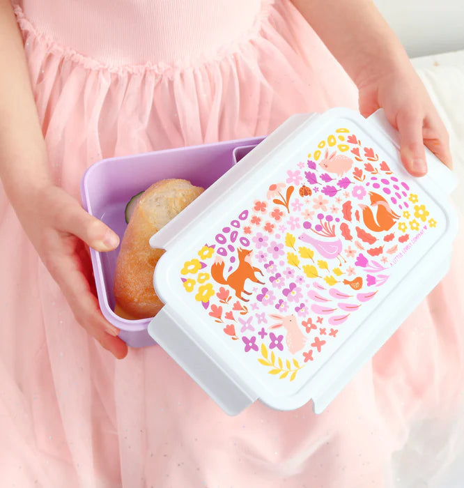 Bundel A Little Lovely Company Back to school set - Drinkfles/4 Snackdozen/Bentobox - Bloementuin