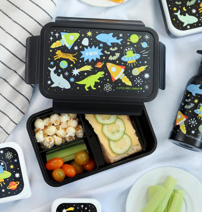 Beau von Bo Ein kleiner schöner Unternehmen Back to School Set - Trinkflasche Edelstahl/Snackkisten/Bentobox - Galaxy - Galaxy