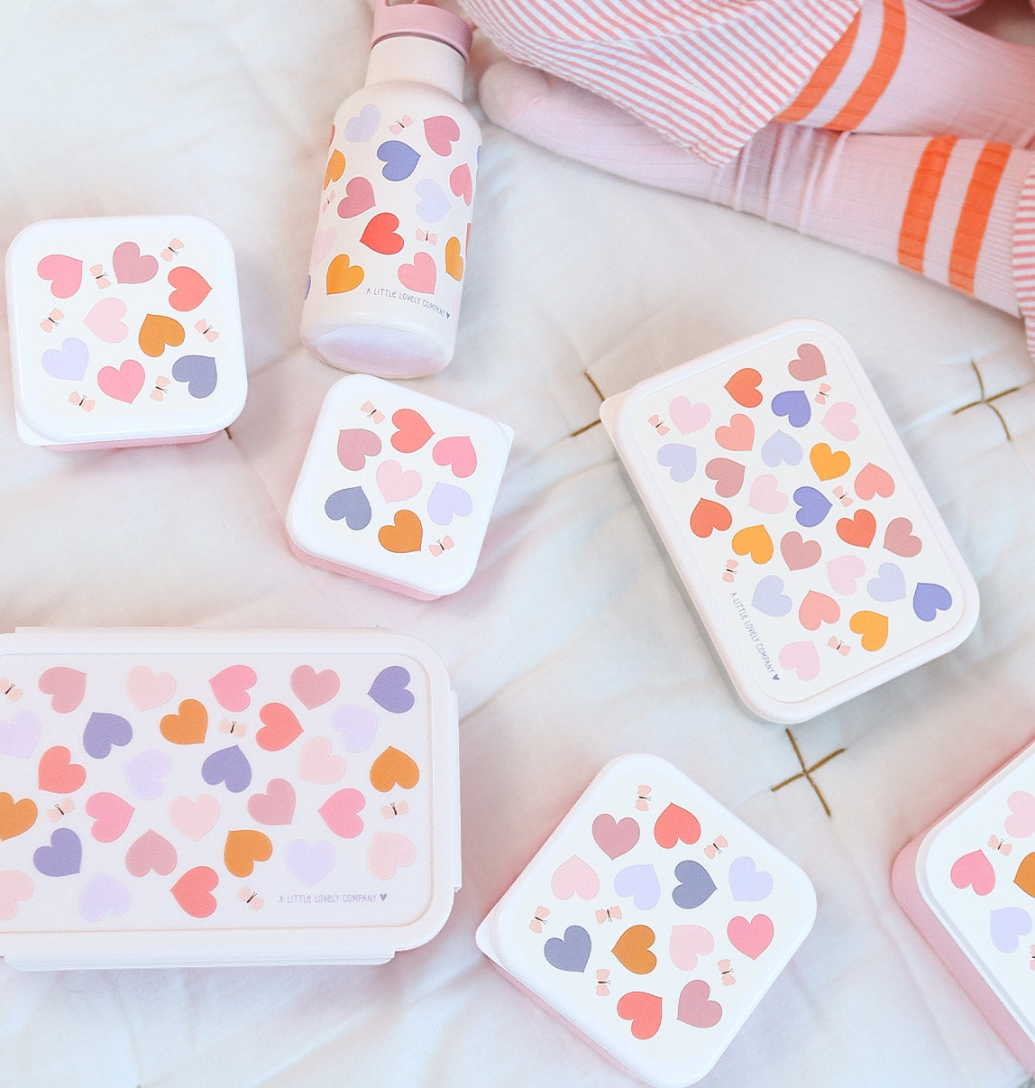 Bundle A Little Lovely Company Back to School-Set – Trinkflasche/4 Snackboxen/Bento-Box – Hearst