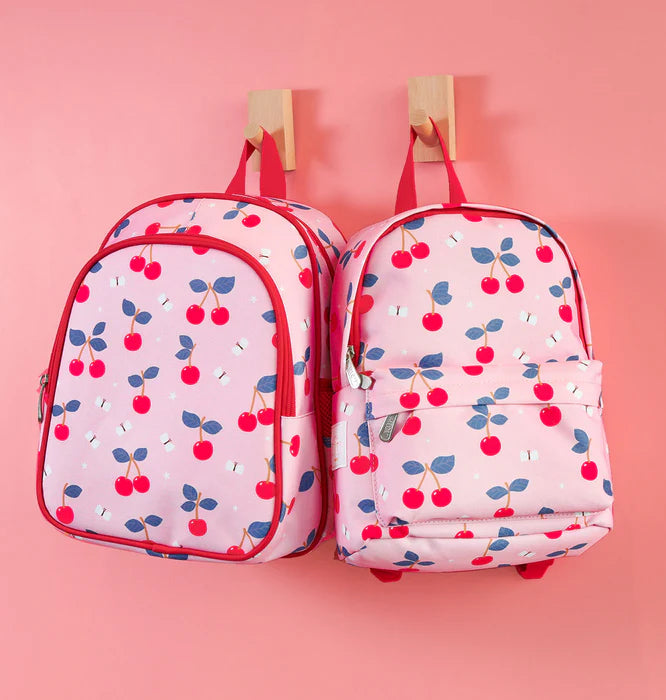 Bundel A Little Lovely Company Back to school set - Rugzak/Drinkfles/4 Snackdozen/Bentobox - Kersen