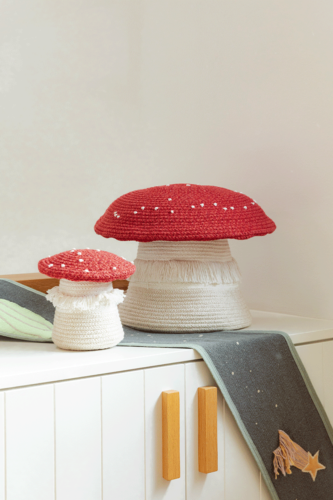 Lorena Canals Opbergmand Big Mushroom - Ø38xH33cm - Rood/Wit