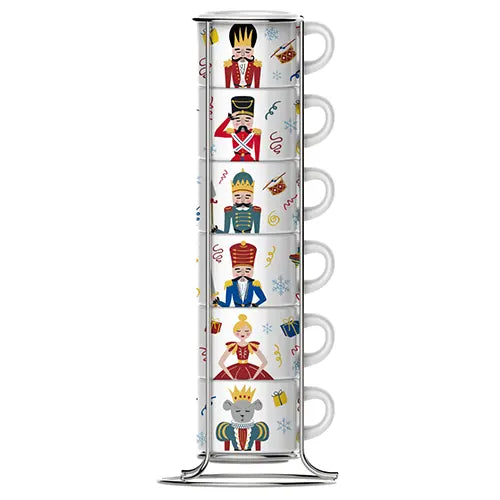 Cosy & Trendy Kerst Bialetti Nutcracker Espresso Kopjes - Set van 6 stuks - 90ml