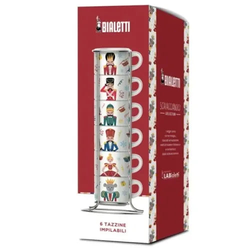 Cosy & Trendy Kerst Bialetti Nutcracker Espresso Kopjes - Set van 6 stuks - 90ml