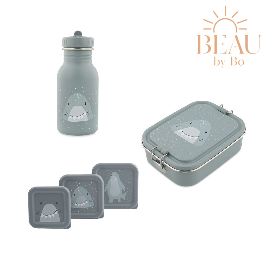 BEAU by Bo Trixie Back to School set - Lunchbox/Snackdozen/Drinkfles 350ml - Mr. Shark