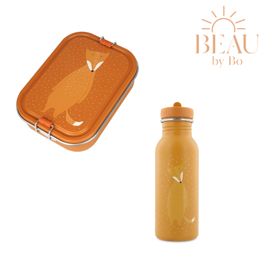BEAU by Bo Trixie Back to School set - Lunchbox/Drinkfles 500ml - Mr. Fox