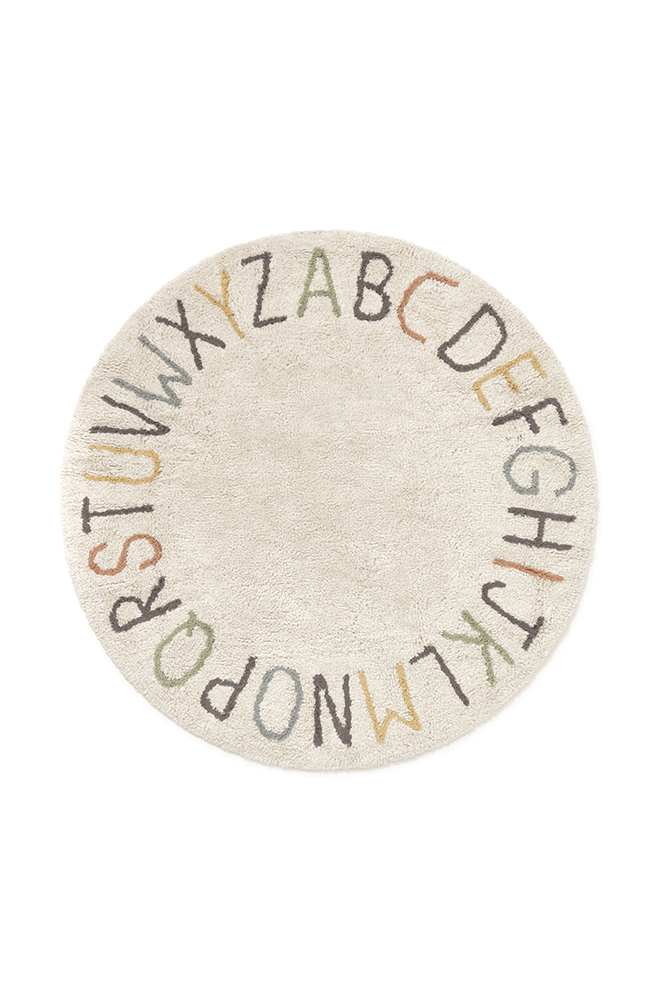 Lorena Canals Wasbaar katoen vloerkleed - ABC Color and Letters - Ø120cm