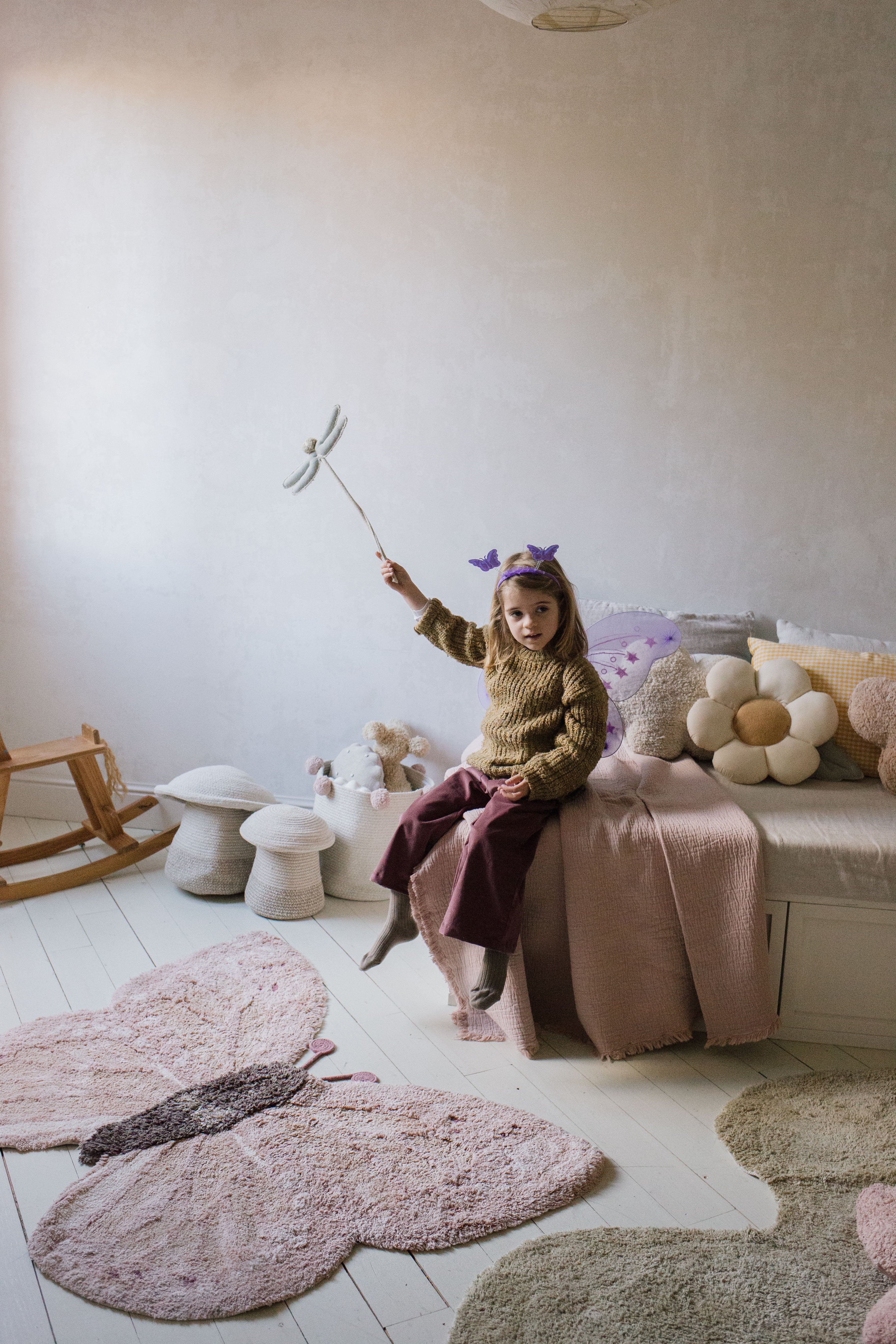 Lorena Canals Wasbaar katoen vloerkleed - Animals Butterfly - 90x120cm