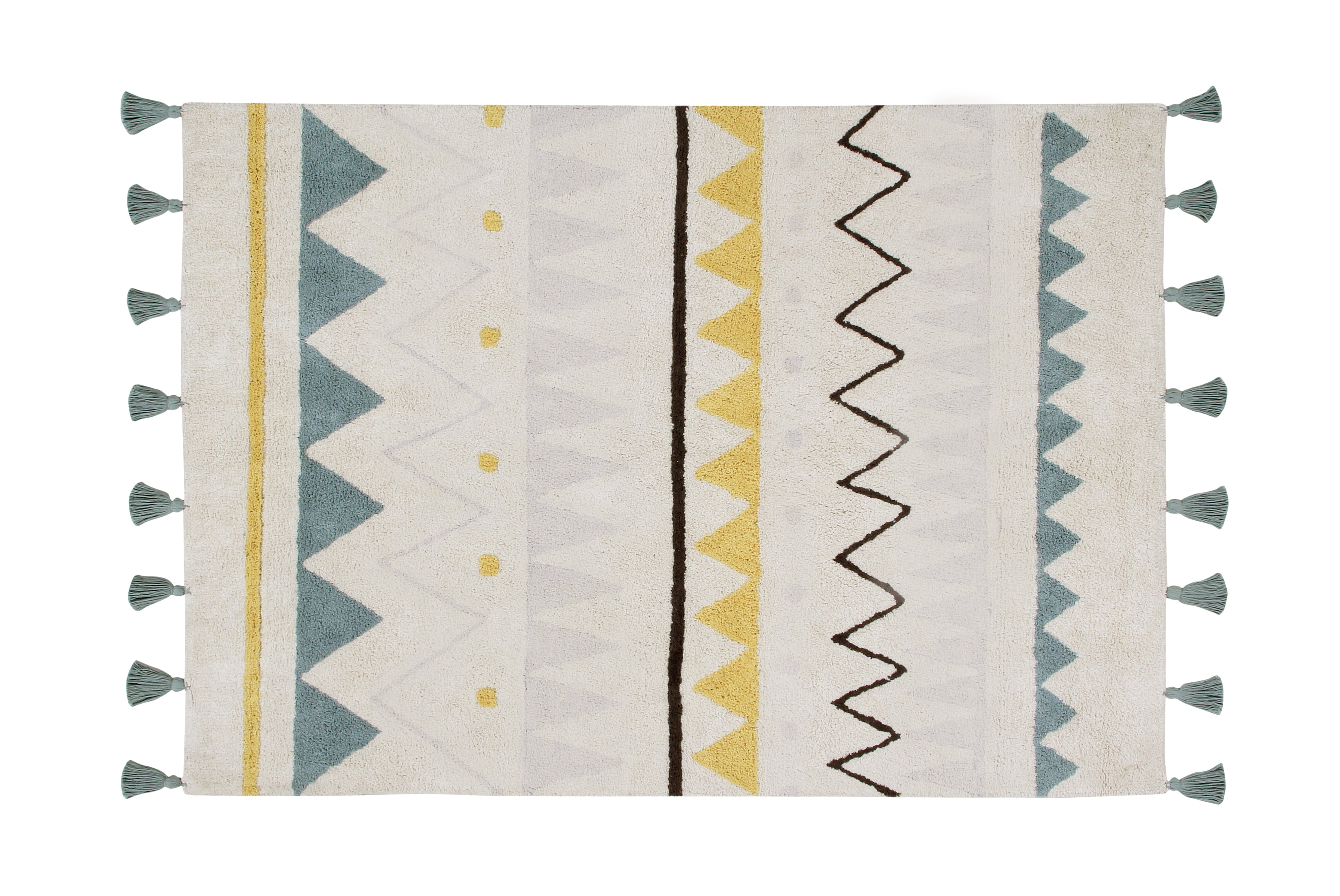 Lorena Canals Washable cotton rug - Azteca Natural Vintage Azul L - 140x200cm