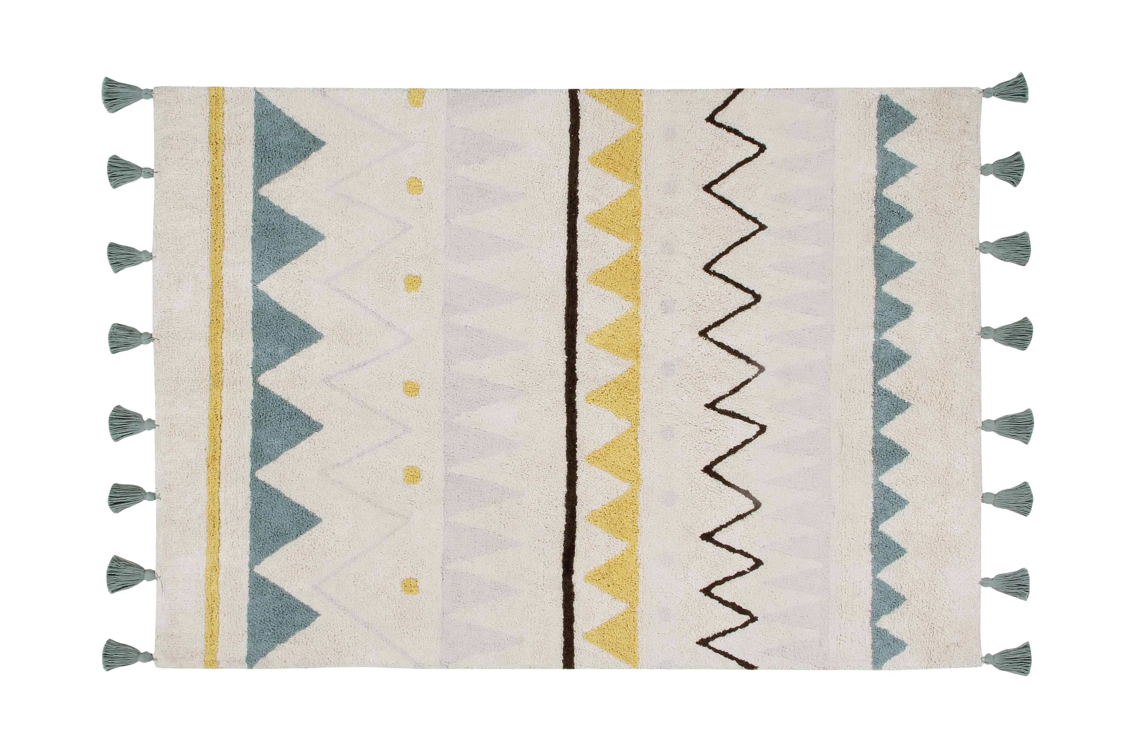 Lorena Canals Washable cotton rug - Azteca Natural Vintage Azul - 120x160cm