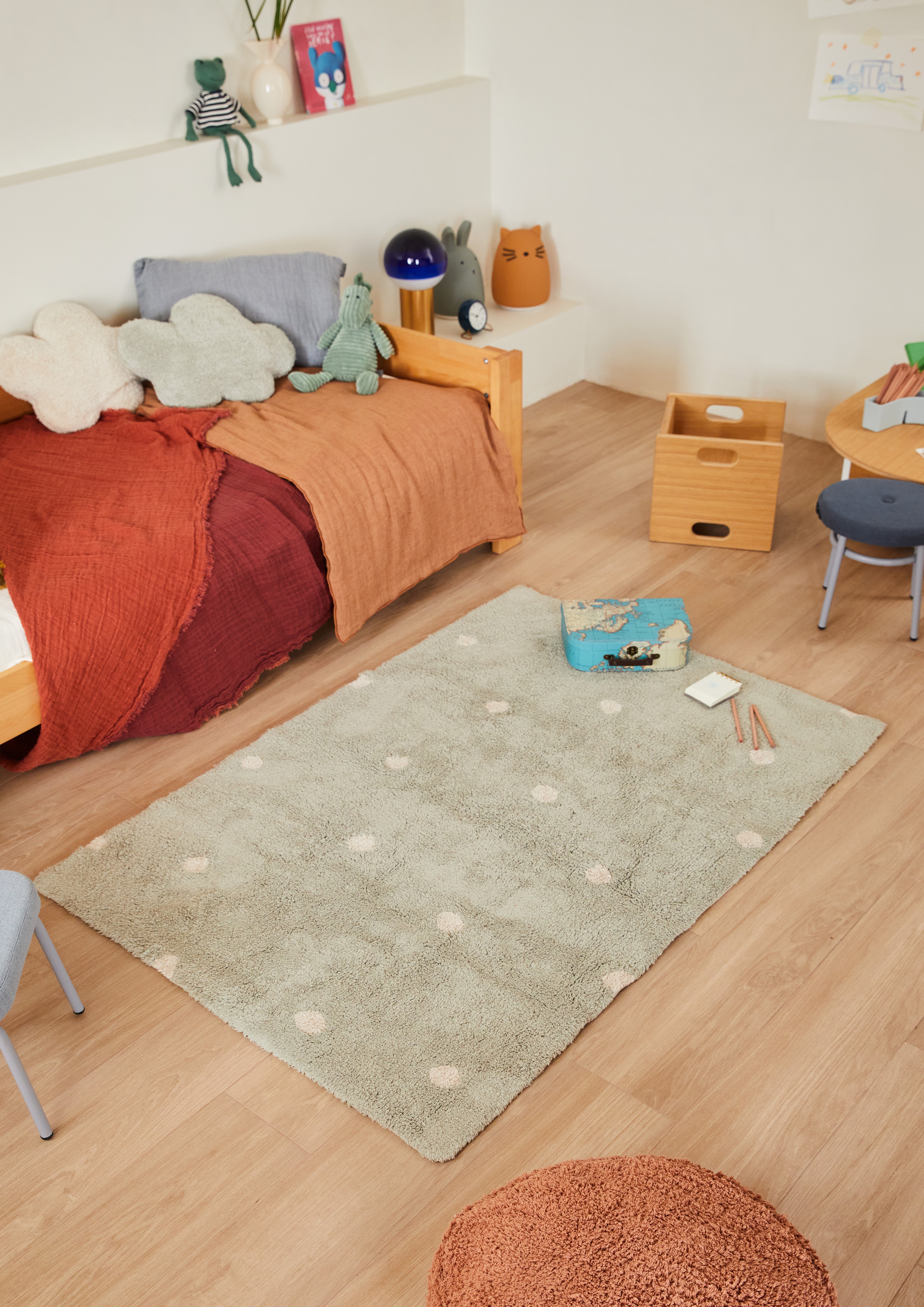 Lorena Canals Washable cotton rug - Mini Dot Blue Sage - 100x150cm