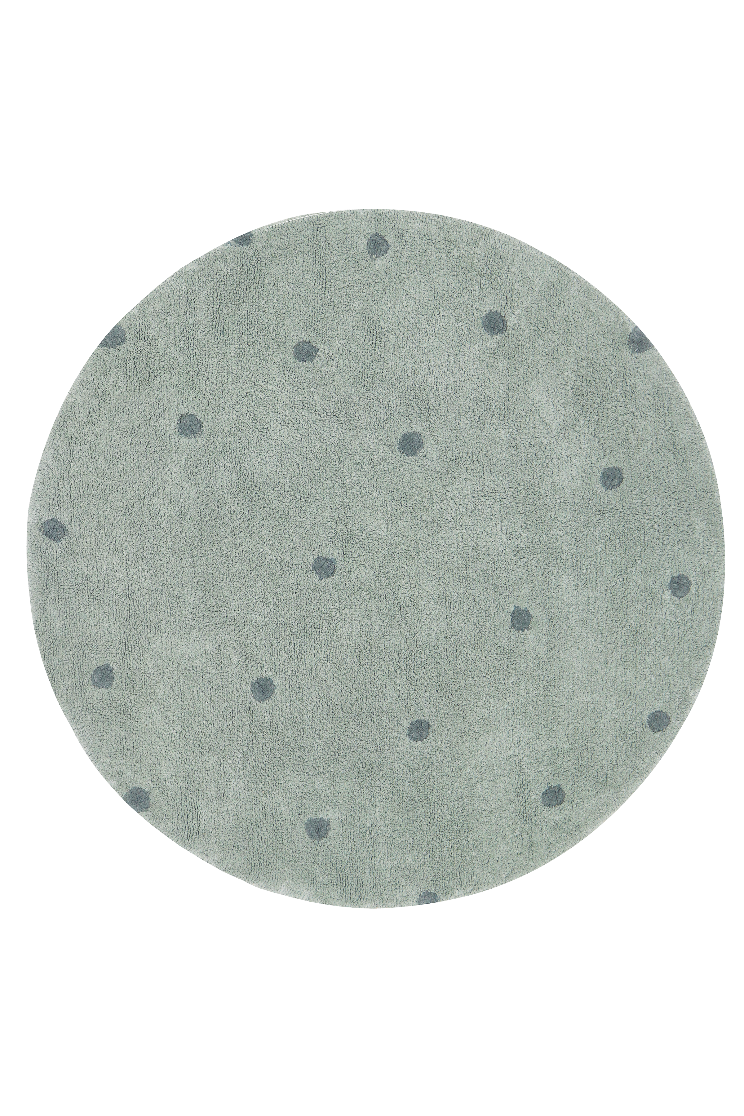 Lorena Canals Tapis lavable en coton - Points Ronds Bleu Sauge - Ø140cm 