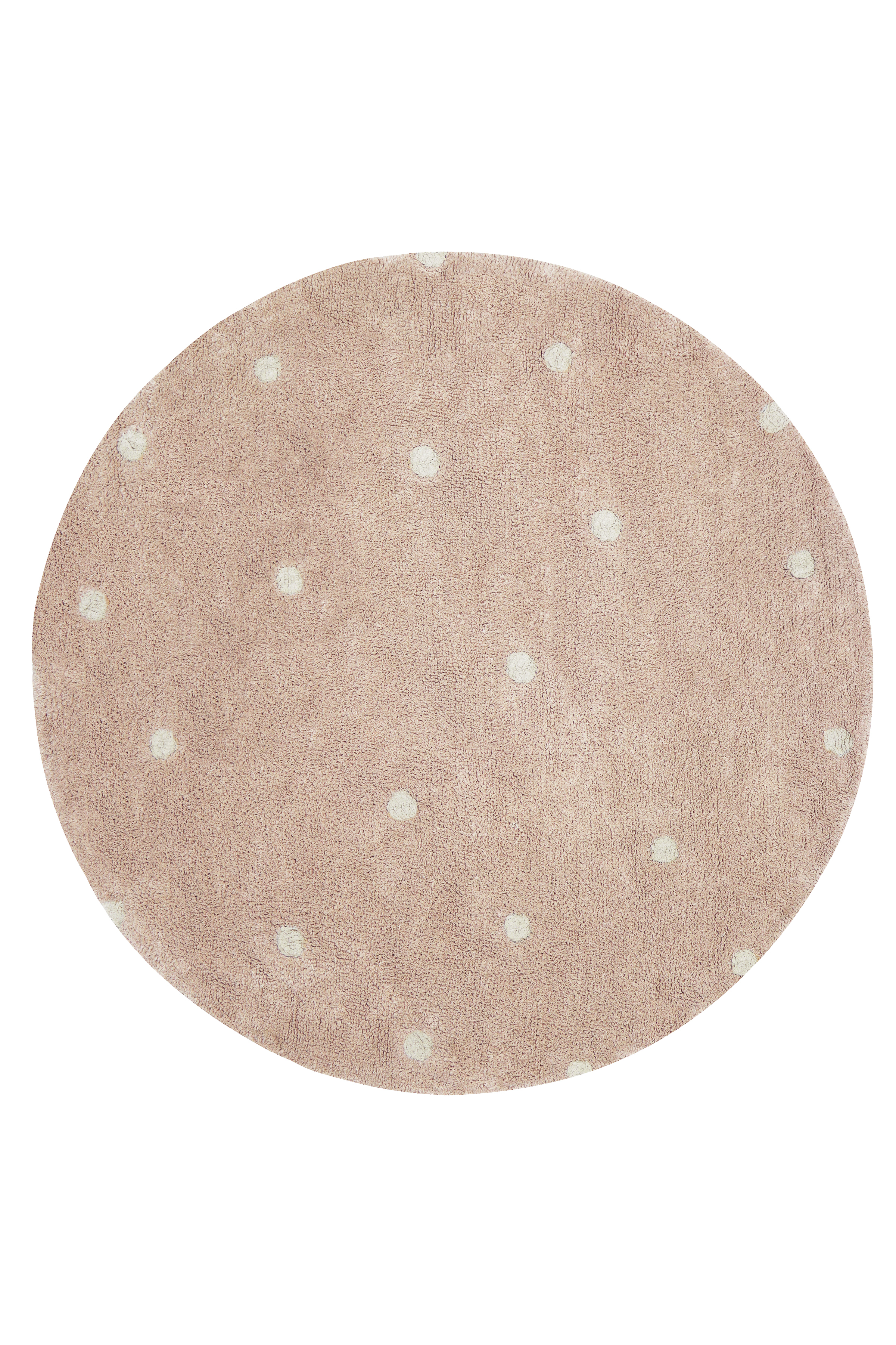 Lorena Canals Tapis lavable en coton - Rond Pois Rose - Ø140cm 