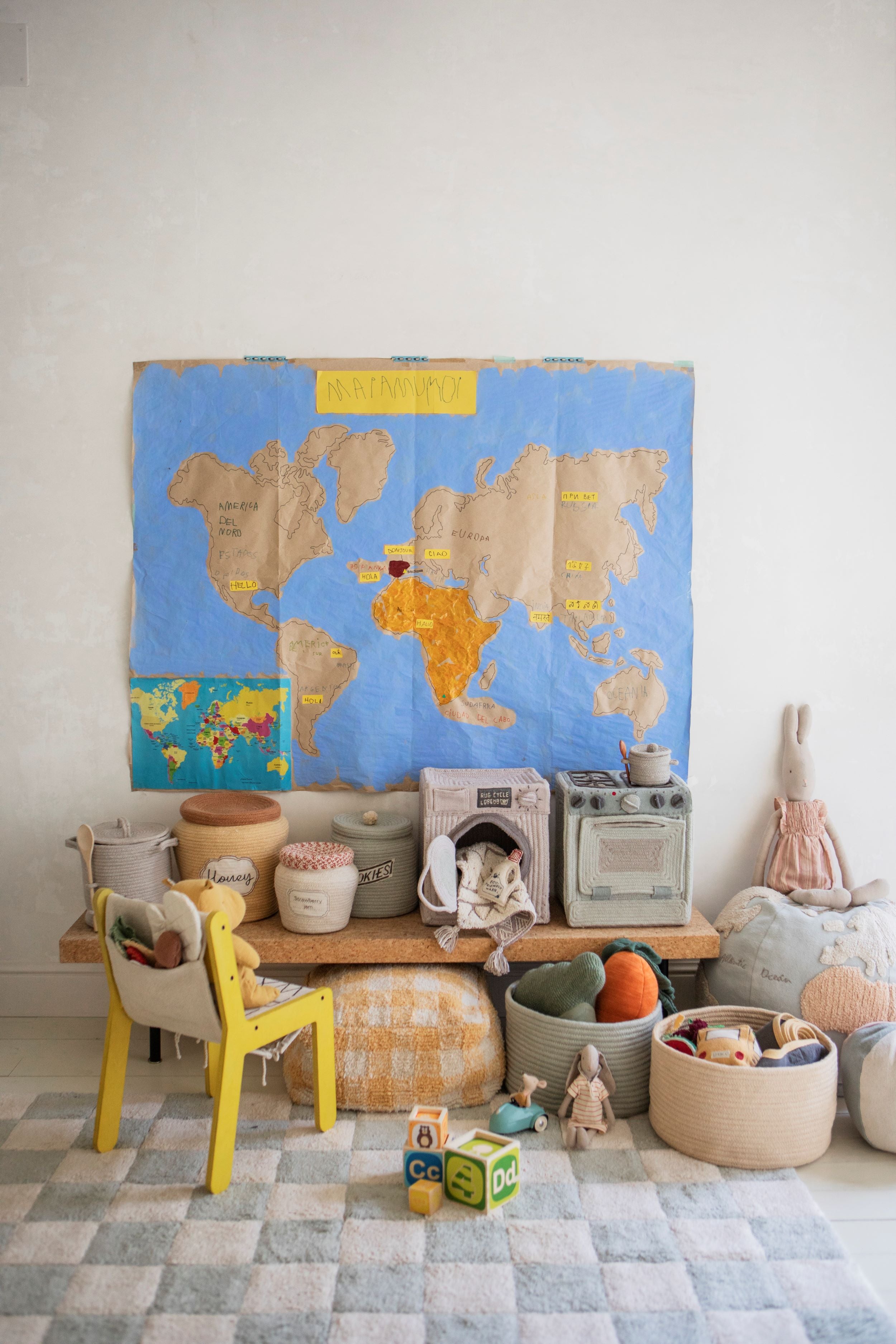 Lorena Canals Wasbaar katoen vloerkleed - Tiles Blue Sage - 120x160cm