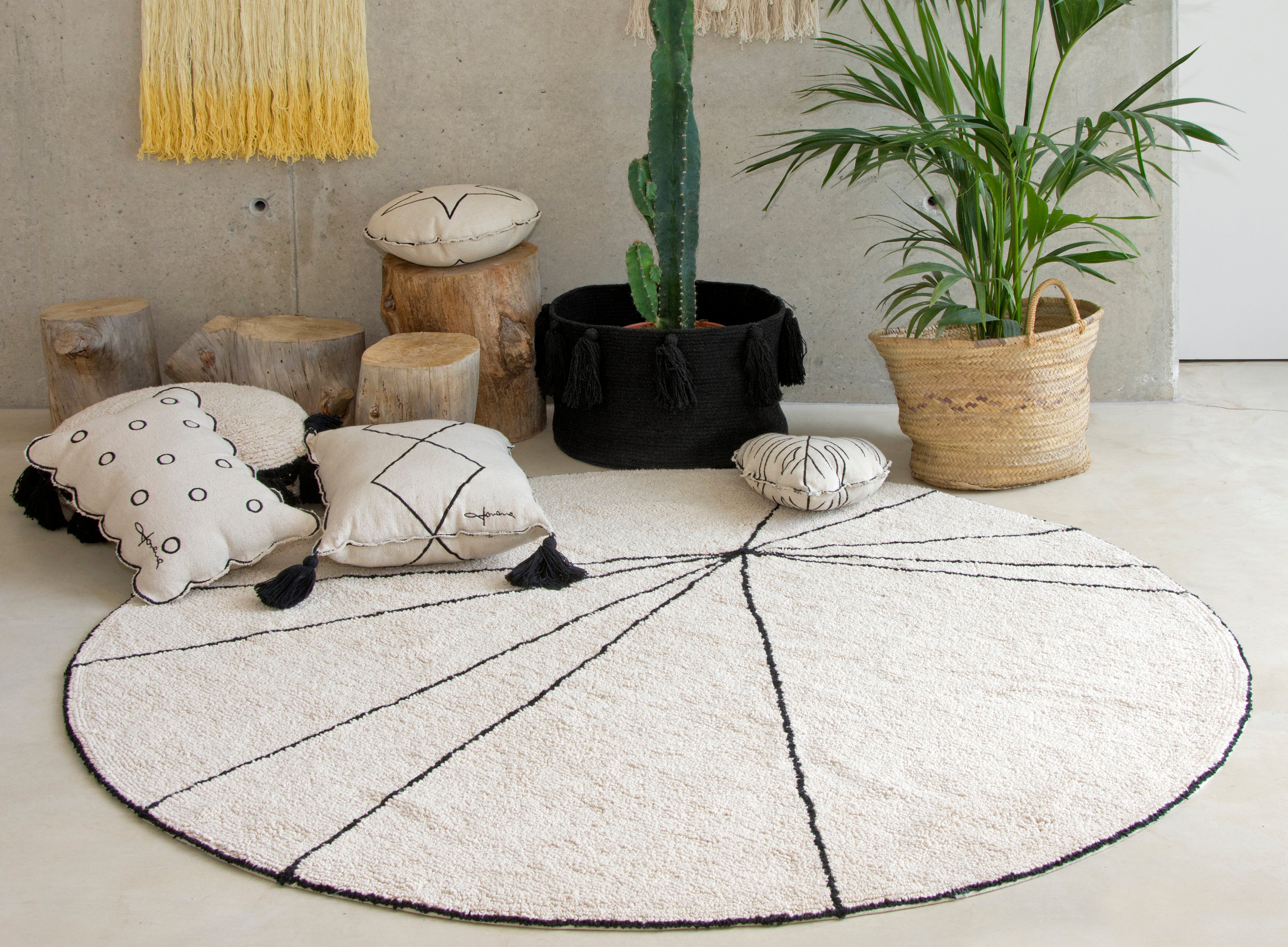 Lorena Canals Tapis lavable en coton - Trace Beige - Ø150cm