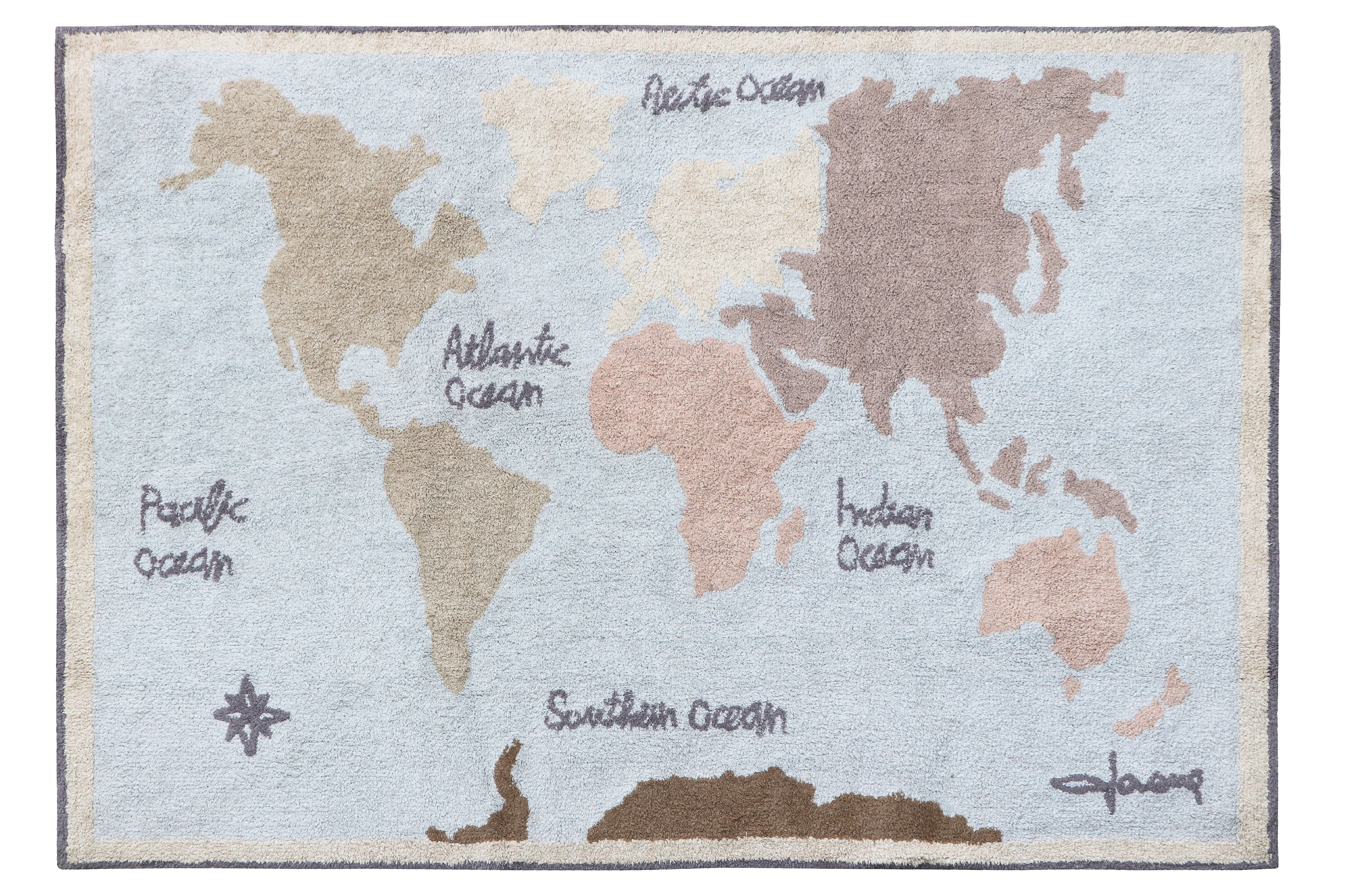 Lorena Canals Washable cotton rug - Vintage Map - 140x200cm