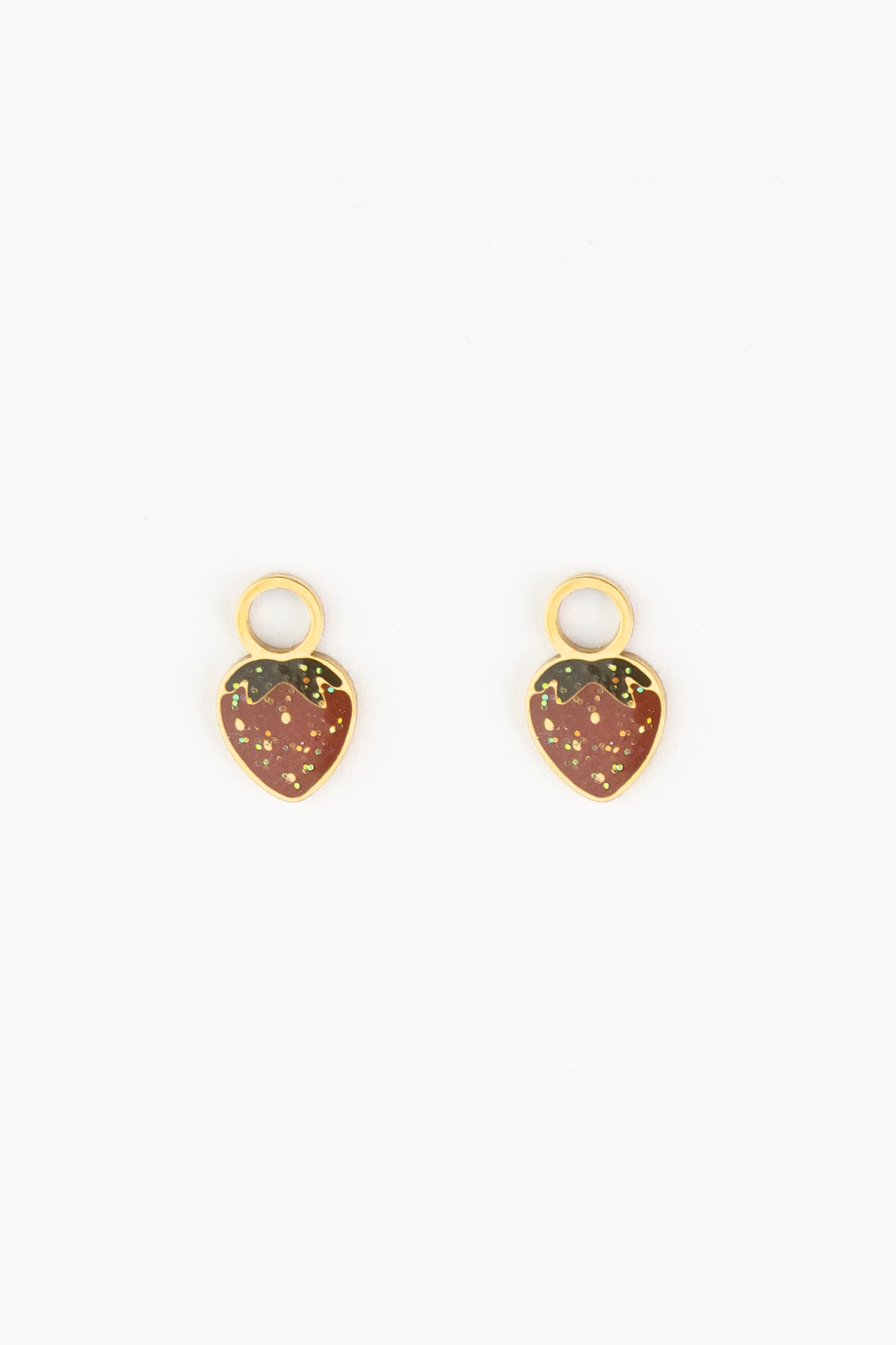 Mrs Ertha Bedeltjes - Emaille en 18-karaats PVD-verguld roestvrij staal - Glitter Strawberry