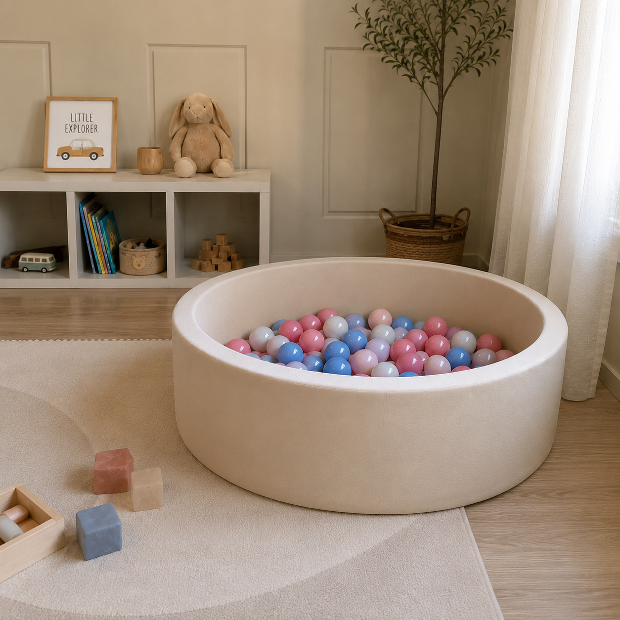 Jupiduu Ball Pool Ø115xh25cm - y compris 300 balles - beige foncé