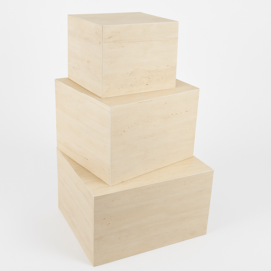 Atmosphera Tineo Opbergdozen - Set van 3 stuks - 34x33x34cm - Beige