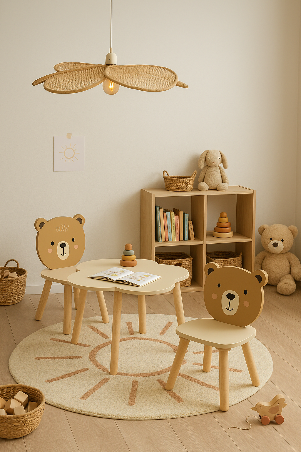 Atmosphera Kids Tekentafel/Kindertafel Teddybeer Ø60cm - Beige