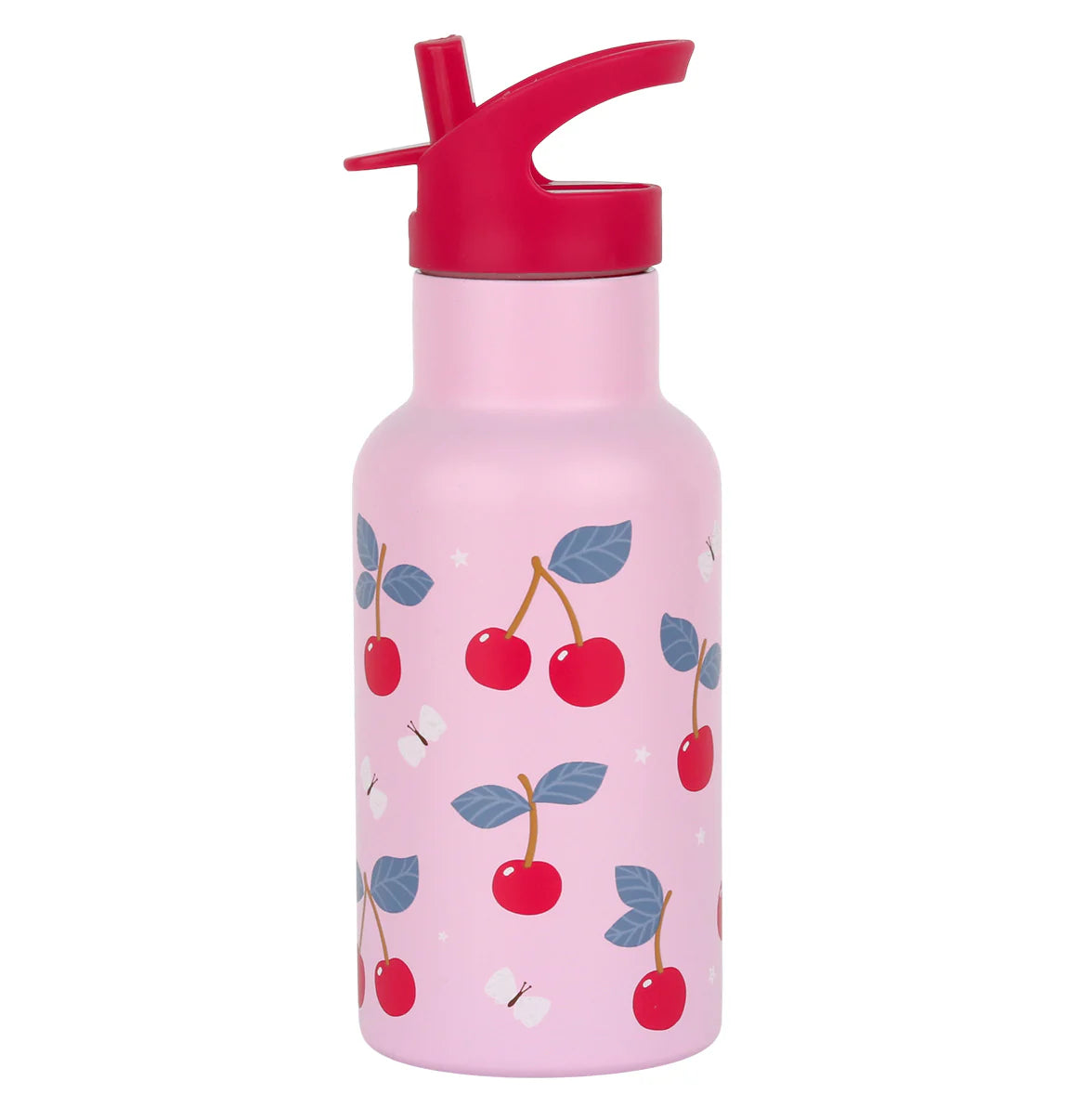 Bundel A Little Lovely Company Back to school set - Rugzak/Drinkfles RVS/4 Snackdozen/Bentobox - Kersen