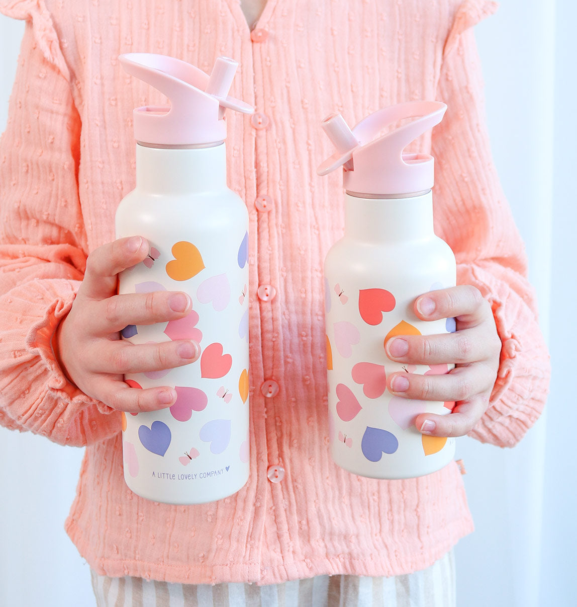 A Little Lovely Company Rentrée scolaire - Gourde en acier inoxydable - Coeurs