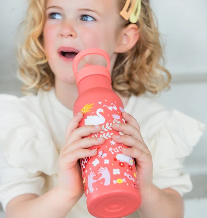 A Little Lovely Company Back to school - Drinkfles XL RVS - Fun