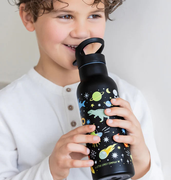 A Little Lovely Company Back to school - Drinkfles XL RVS - Galaxy