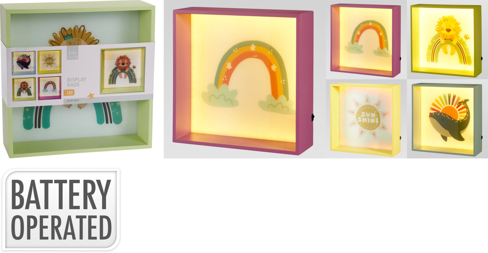 Home & Style Décoration murale avec éclairage - 30x30x10cm - Arc-en-ciel