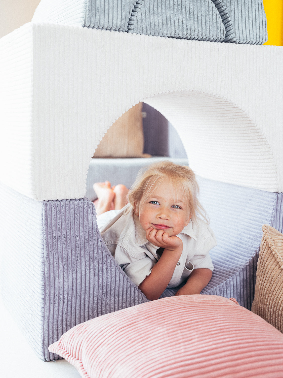 Wigiwama Corduroy Rainbow Playset / Speelset - 75x49x37cm - Marshmallow