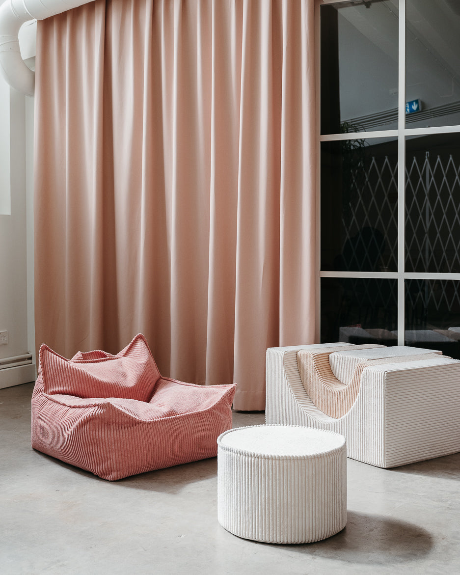 Wigiwama Corduroy Pouffe / Poef - Ø40x25cm - Marshmallow