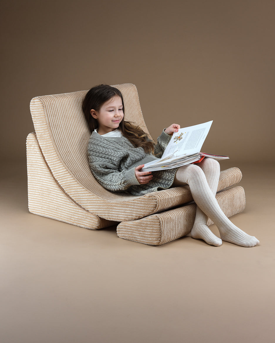 Wigiwama Corduroy Moon Chair / Fauteuil - 80x65x55cm - Brown Sugar