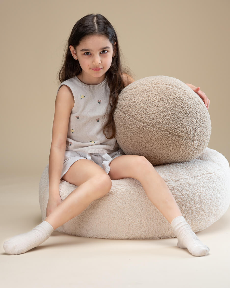 Wigiwama Teddy Ottoman / Poef - Ø65x20cm - Cream White