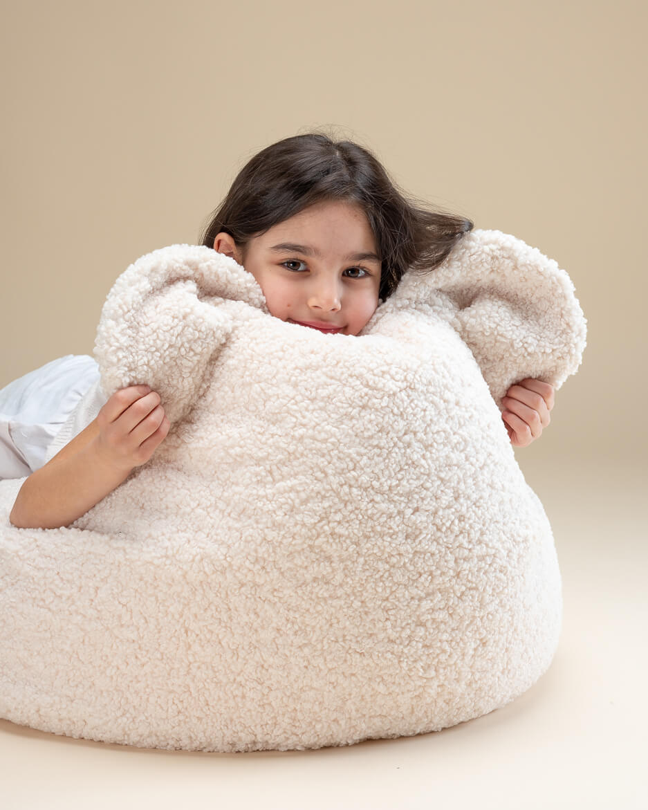 Wigiwama Teddy Bear Beanbag Chair / Zitzak - 70x60x42cm - Cream White