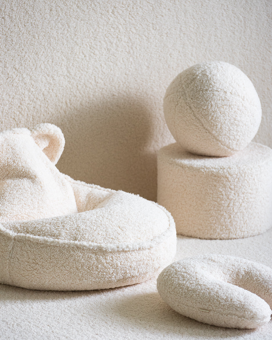 Wigiwama Teddy Pouffe / Poef - Ø40x25cm - Cream White