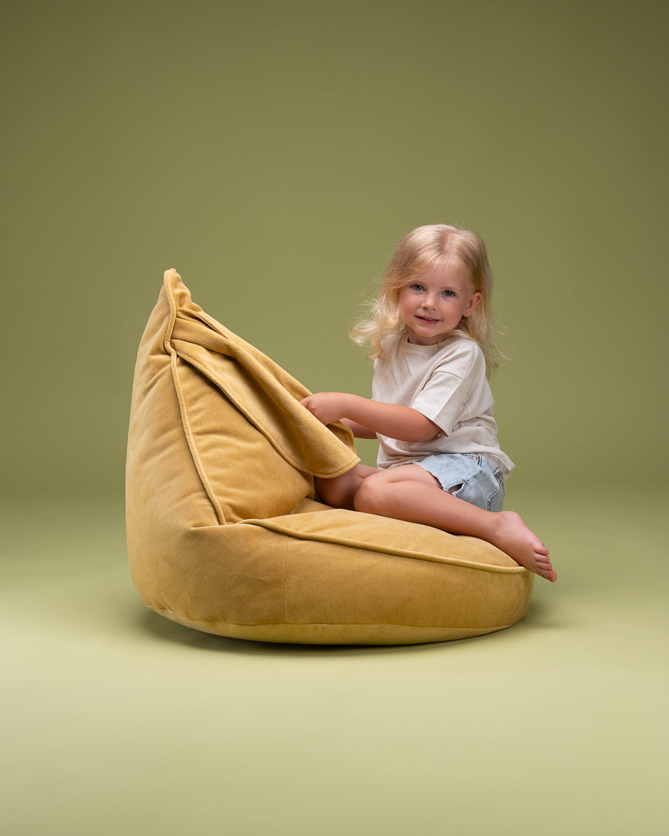 Wigiwama Velvet Bunny Beanbag Chair / Zitzak - Ø60x75cm - Salted Caramel