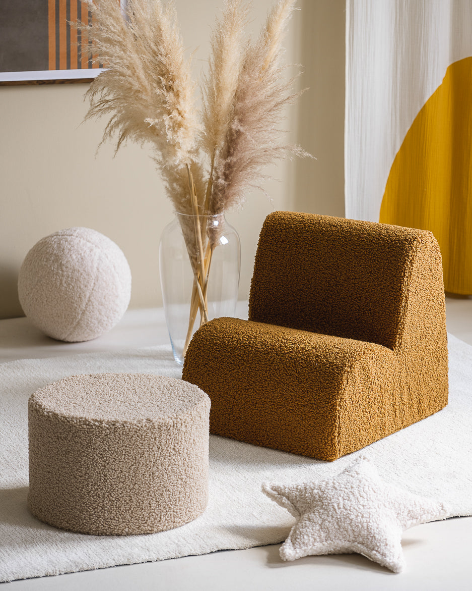 Wigiwama Teddy Pouffe / Poef - Ø40x25cm - Biscuit