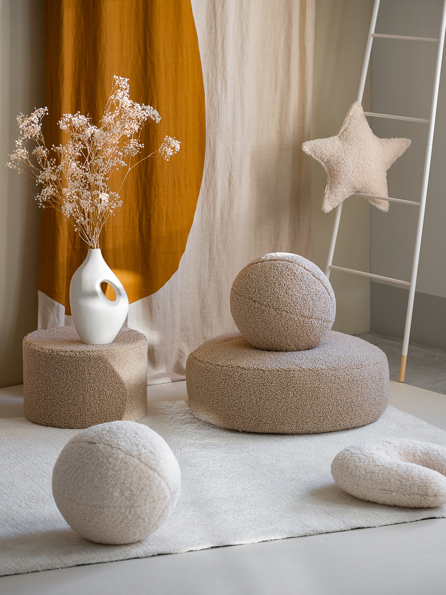 Wigiwama Teddy Ottoman / Poef - Ø65x20cm - Biscuit