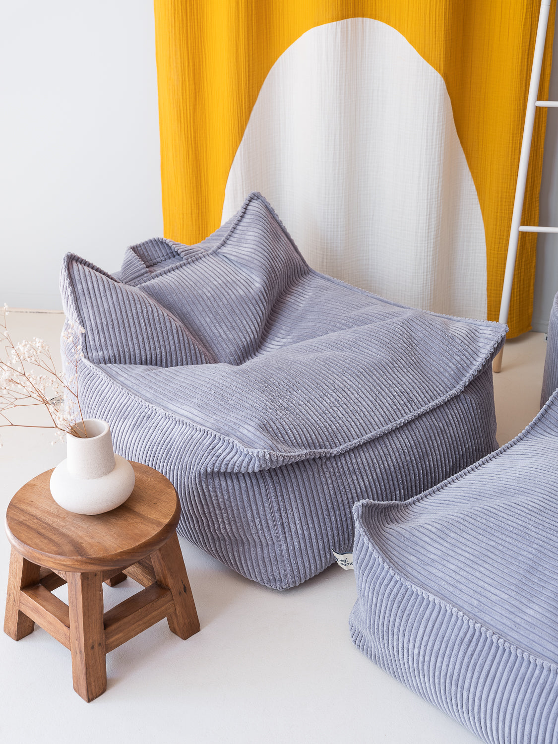 Wigiwama Corduroy Beanbag Chair / Zitzak - 80x70x50cm - Blueberry Blue