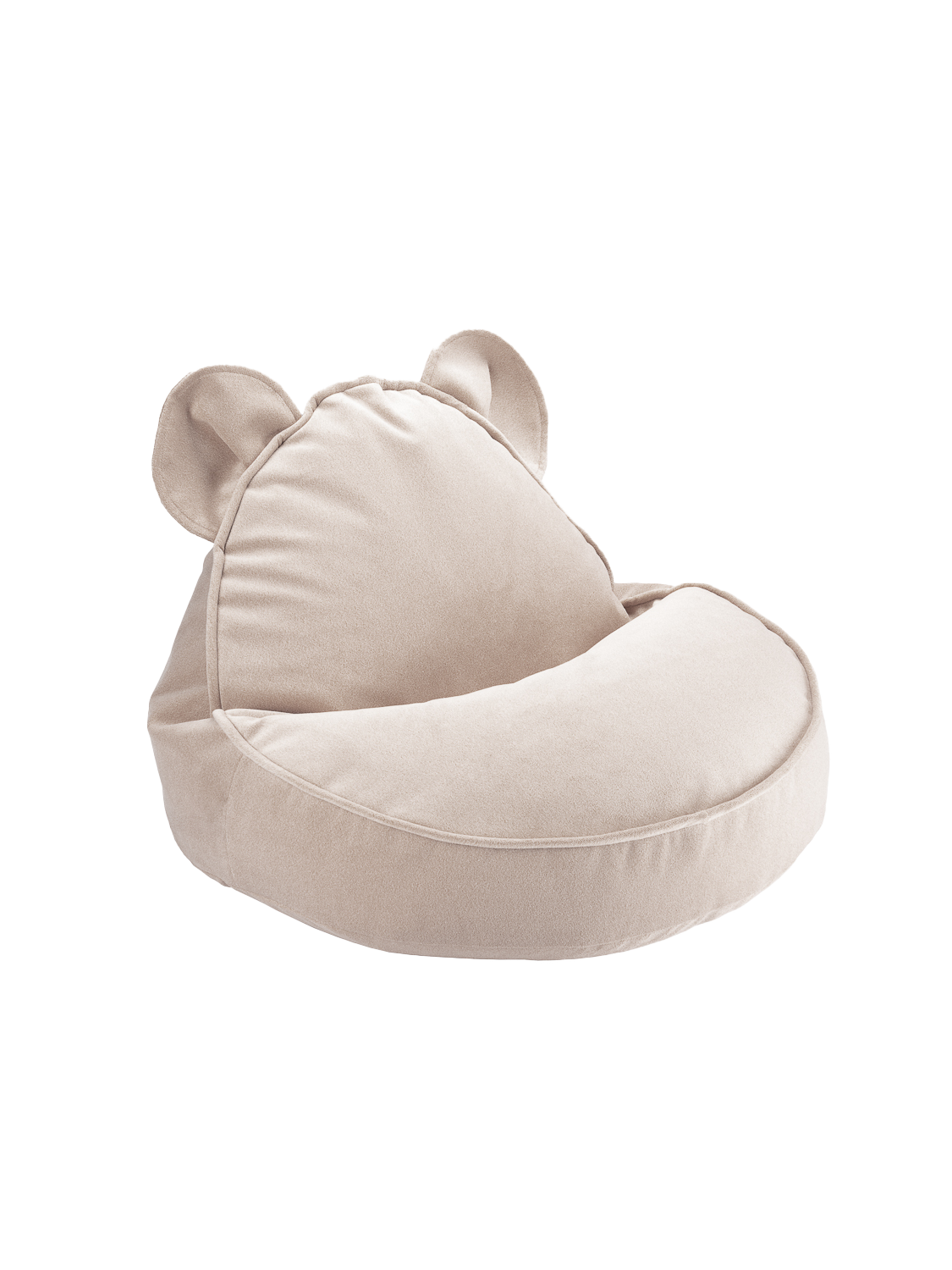 Wigiwama Velvet Bear Beanbag Chair / Zitzak - Ø60x42cm - Dusty Beige