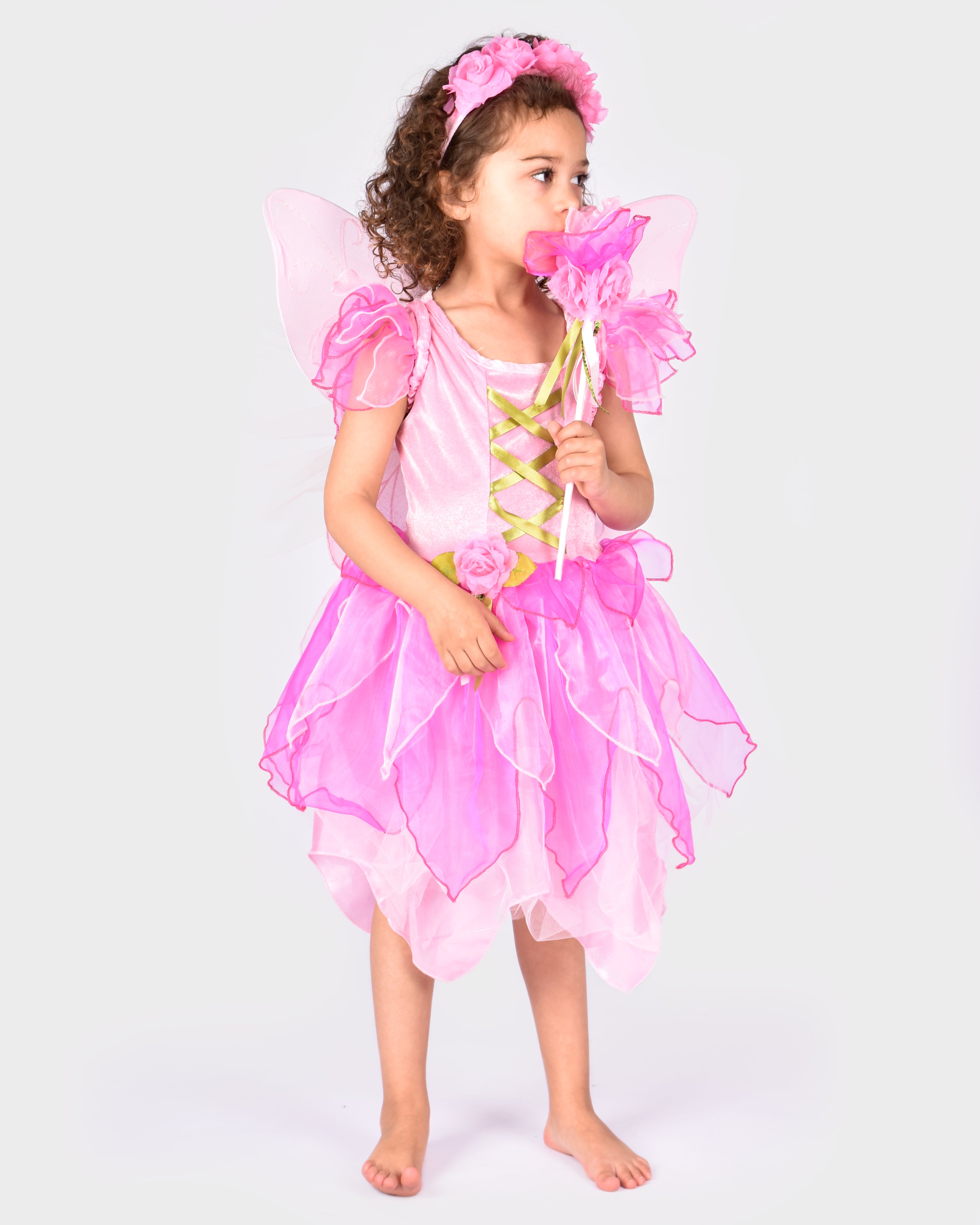 Den Goda Fen Vêtements de déguisement Belle - Robe avec gants - 110-116cm - 4-6 ans - Jaune