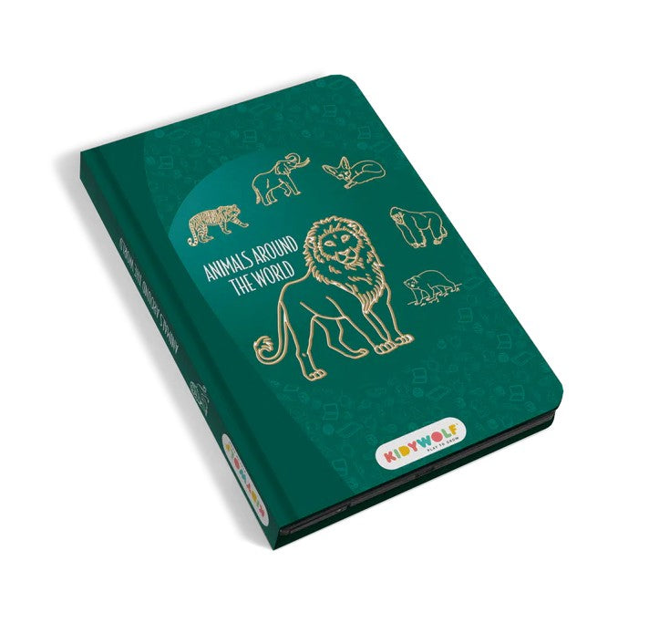 Kidywolf Kidydraw Mini Tekenboek met LCD-scherm - Dieren over de hele wereld - Donkergroen