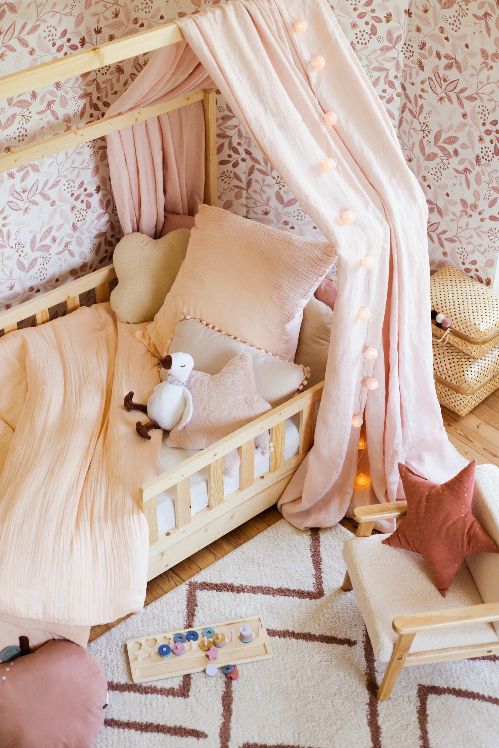 Atmosphera Kids Parure de couette et 1 taie d'oreiller 140x200cm/65x65cm Rose