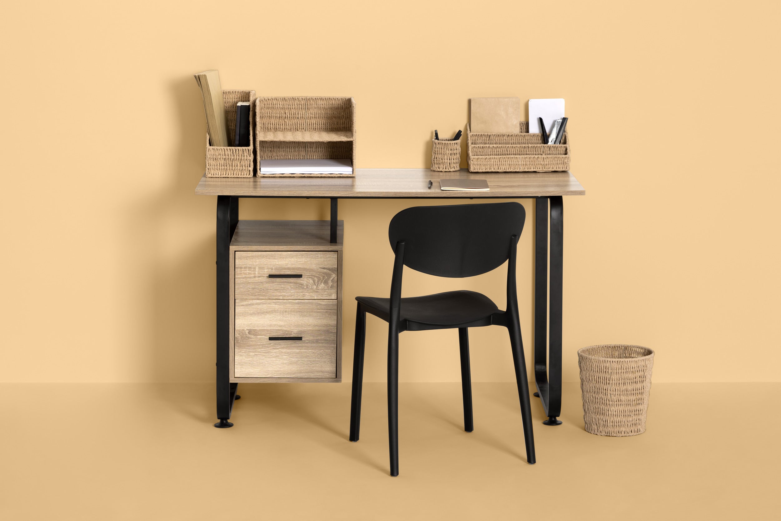 Organisateur de bureau 5Five Bava avec 2 compartiments Bambou - Porte-brosse à dents - Porte-stylo - Plateaux à stylos