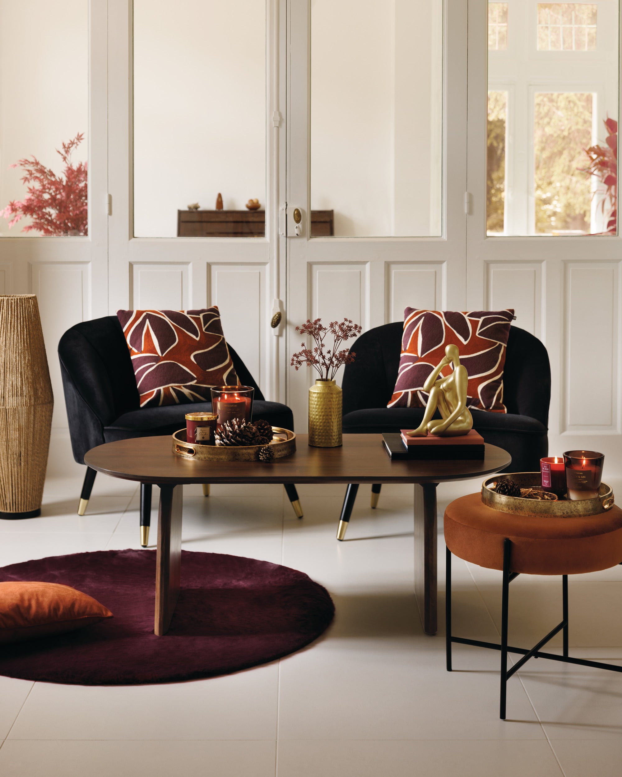 Atmosphera Plateau Tom lot de 2 - Bois de Manguier - Décoration - Plateau - Doré