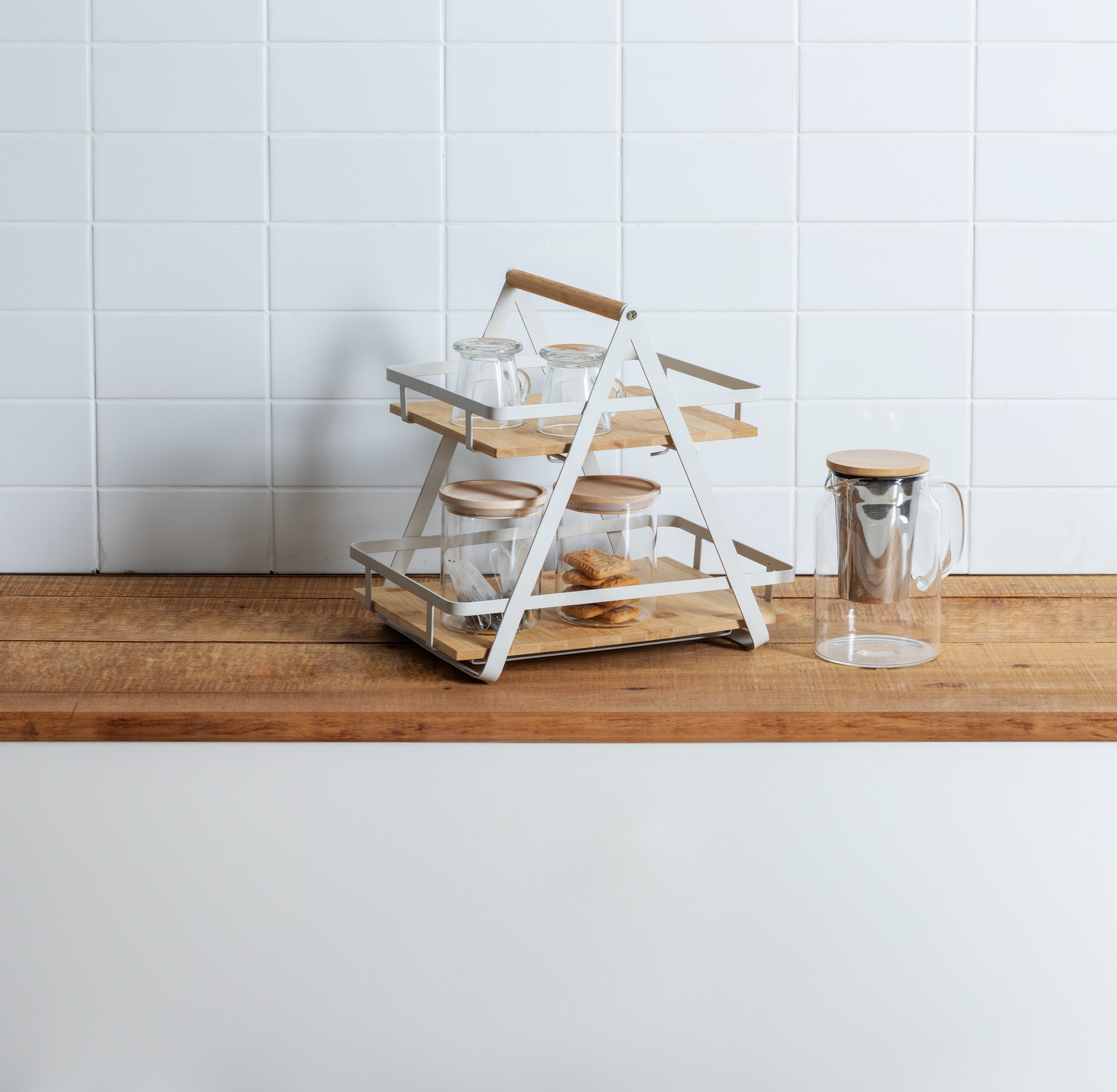5Five Ordera Opbergrekje - 2 niveau's - 31x23x29cm - Zwart/Beige